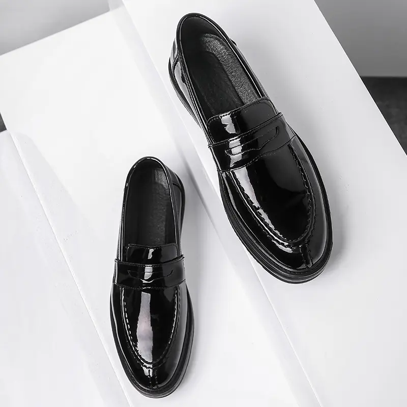Yomior Korean Fashion Dress Shoes PointedToe Split Leather Men Casual Formal Vintage Loafers Business Wedding Oxfords Breathable