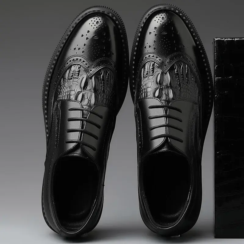 Fashion Trend Spring Autumn Men Casual Oxfords Vintage British Dress Shoes Formal Bsuiness Leather Loafers Wedding Brogue Shoe