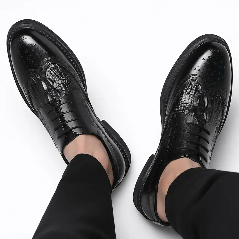 Fashion Trend Spring Autumn Men Casual Oxfords Vintage British Dress Shoes Formal Bsuiness Leather Loafers Wedding Brogue Shoe