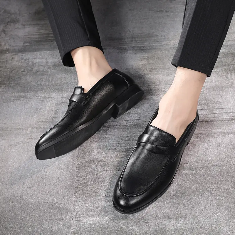 Spring Autumn Pointed Toe Men Shoes Luxury Italian Style Formal Dress Leather Shoes Flats Business Wedding Loafers Big Size