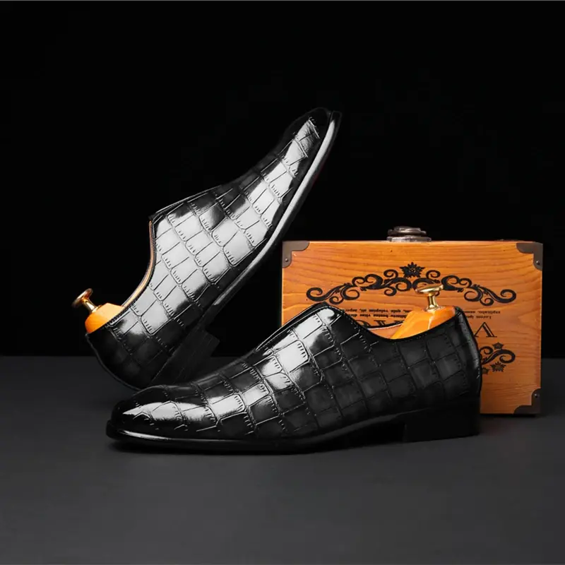 New British Trend Casual Men Shoes Formal Dress Leather Shoes Business High Quality Loafers Slip-On Oxfords Luxury Wedding Shoes