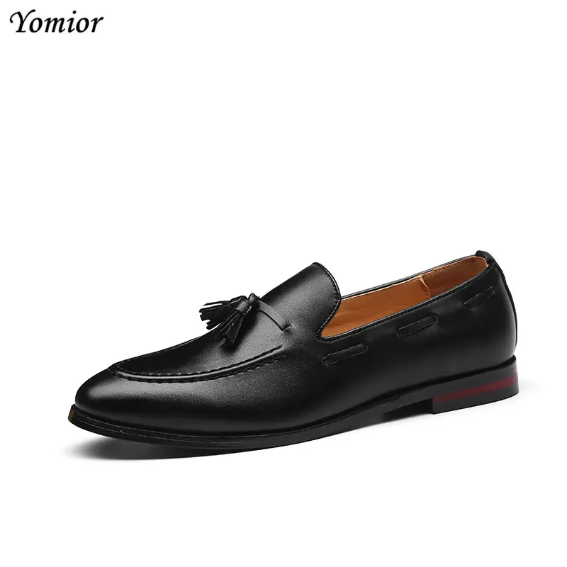 Yomior Autumn British Breathable Men Casual Leather Shoes Fashion Tassel Formal Dress Oxfords Party Wedding Sapato Masculino