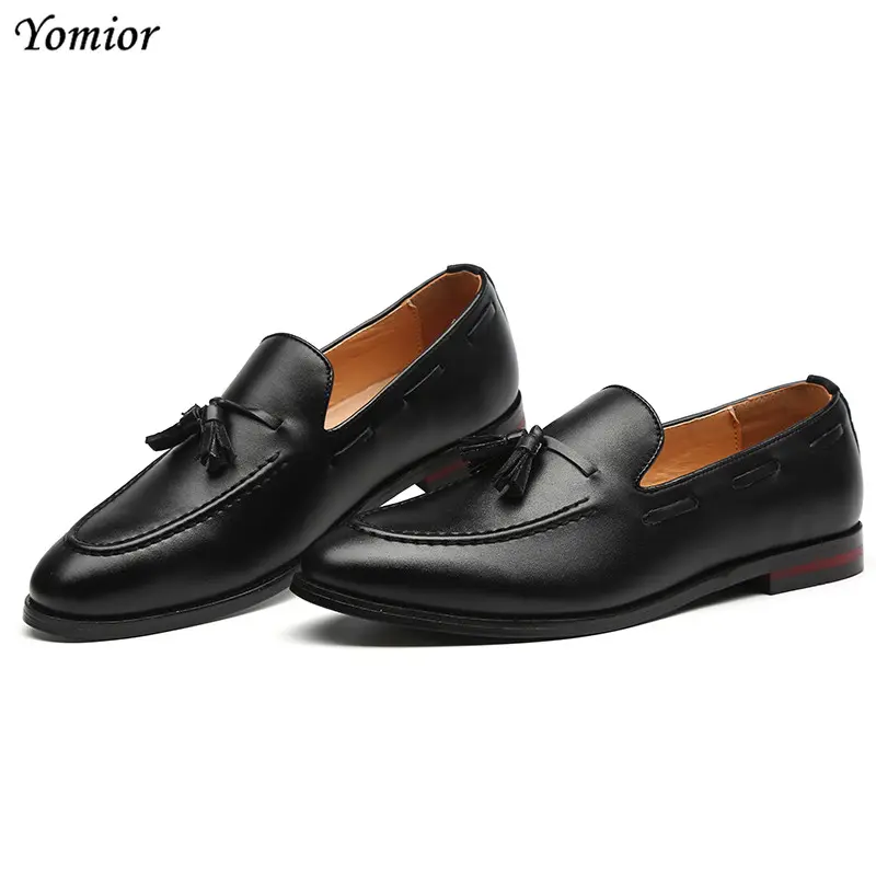 Yomior Autumn British Breathable Men Casual Leather Shoes Fashion Tassel Formal Dress Oxfords Party Wedding Sapato Masculino