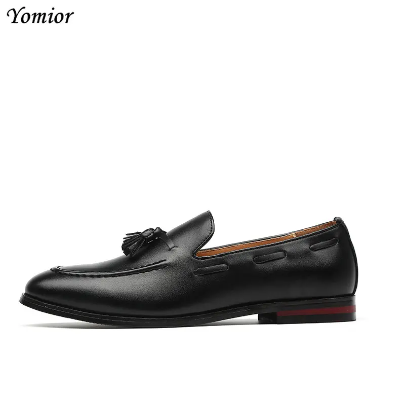 Yomior Autumn British Breathable Men Casual Leather Shoes Fashion Tassel Formal Dress Oxfords Party Wedding Sapato Masculino
