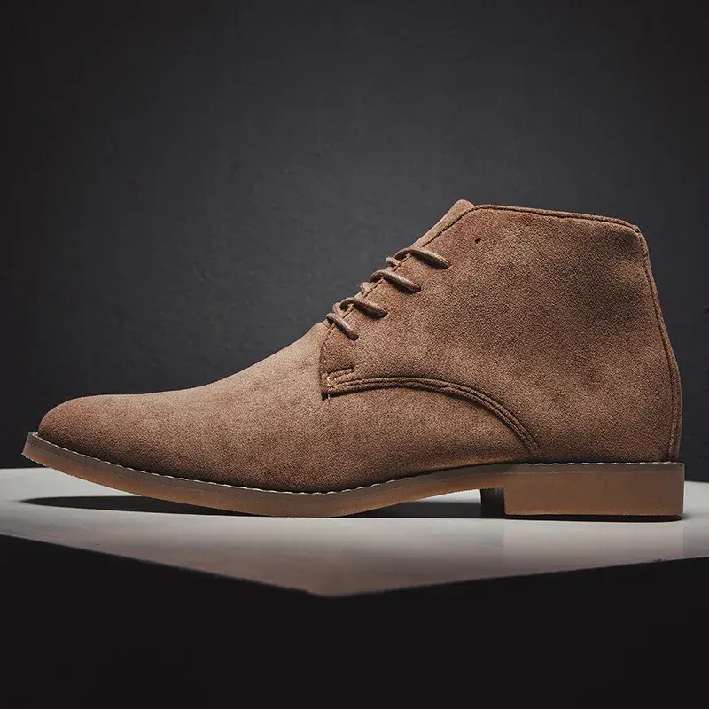 Spring Autumn Fashion Men Casual Shoes Vintage British Breathable Ankle Boots Pointed Toe Chelsea Boots High Quality Lace-Up