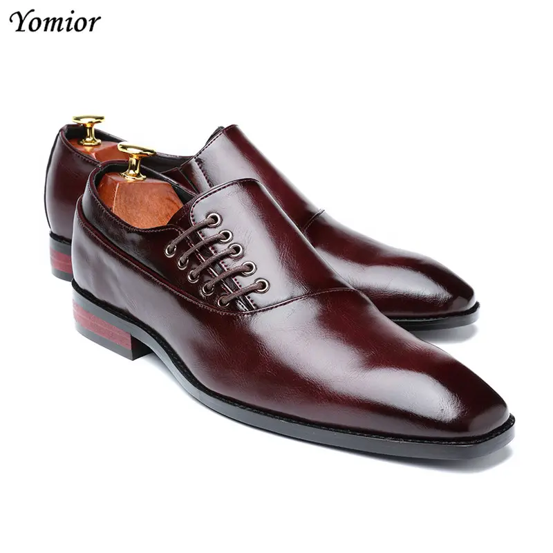 Yomior New Spring Summer Men's Dress Shoes Japanese Formal Business Oxfords Vintage Men Elegant Shoes Party Wedding Shoe Black