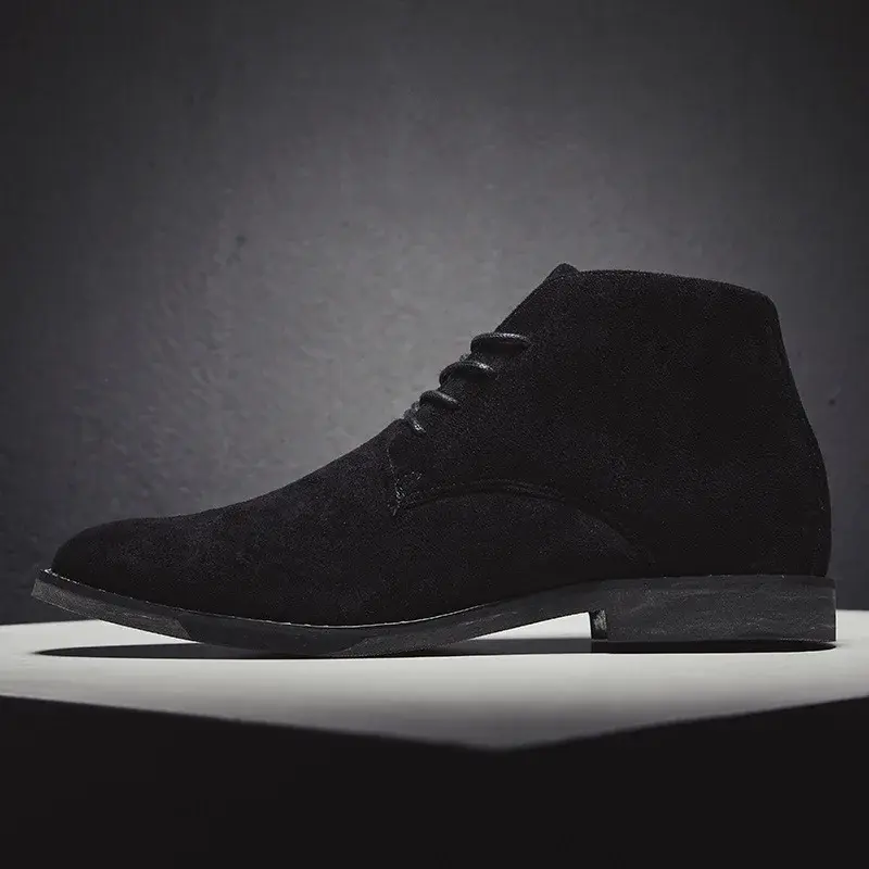 Spring Autumn Fashion Men Casual Shoes Vintage British Breathable Ankle Boots Pointed Toe Chelsea Boots High Quality Lace-Up