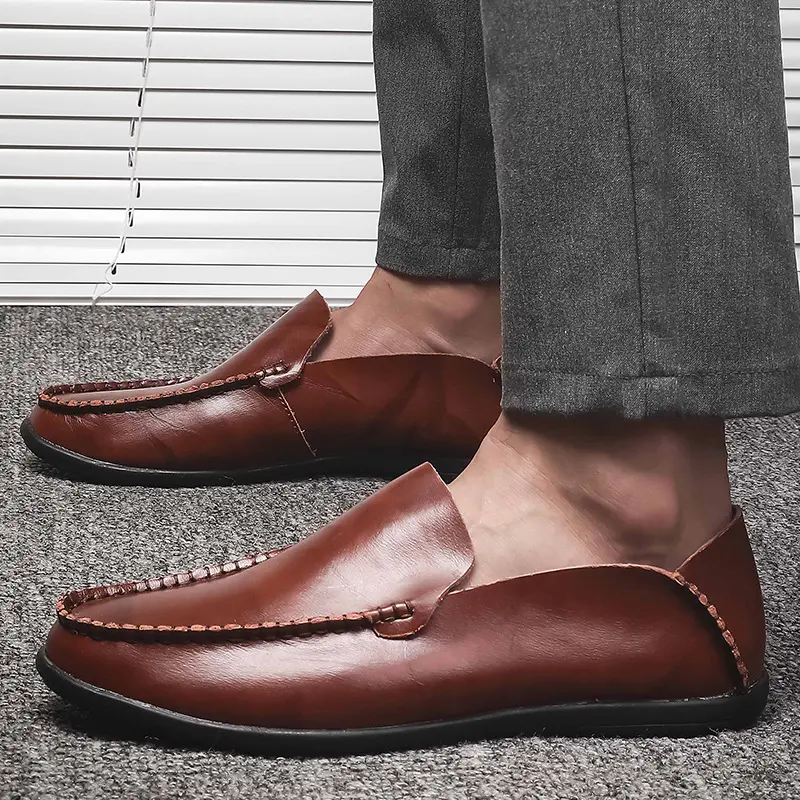 Yomior 2020 New Spring Summer Men Shoes Casual Flats Breathable Loafers Business Soft Leather Driving Shoes Moccasins Men