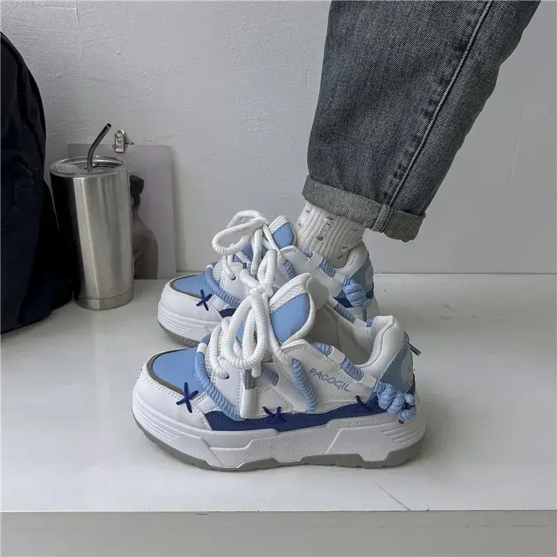 Thick Sole Shoes Fashion Round Toe Flat Shoes Women Comfortable Vulcanized Shoes New Designer Sneakers Zapatillas Mujer