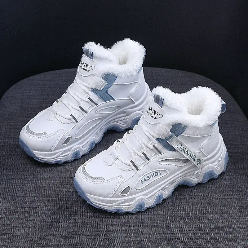 Women's Casual Sneakers Non Slip Comfortable Sports Shoes Women Winter Outdoor Vulcanized Shoes Woman Fleece Walking Trainers