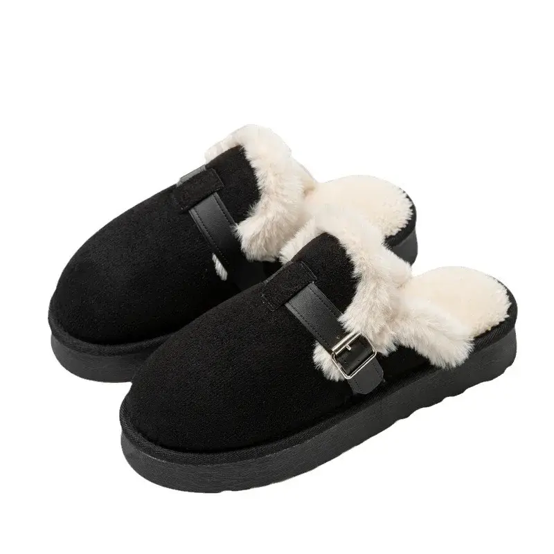 Women's Slippers  New Boken Slippers Winter Plush Pregnant Home Warm Outdoor Comfort Anti Slip Thick Bottom Cotton Slippers