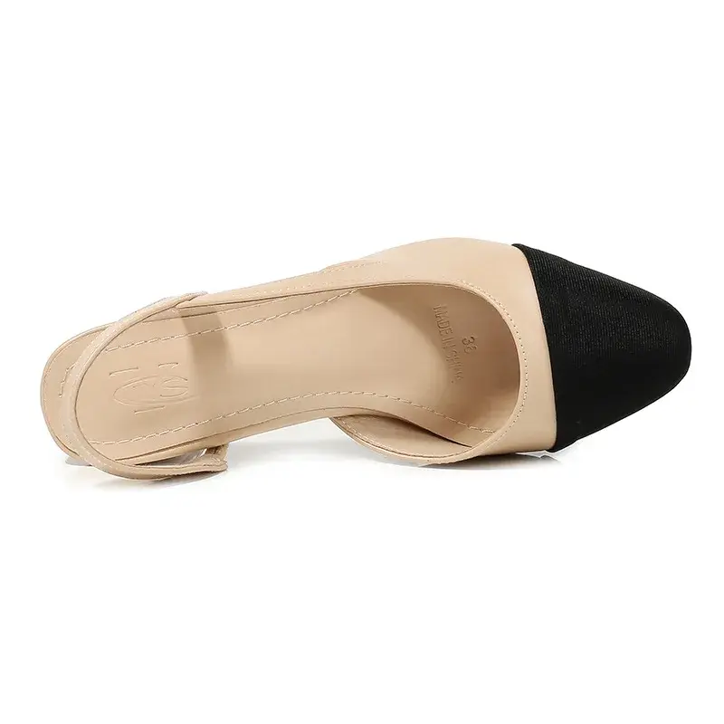 New Pointed Toe Sandals Fashion Low Square Heels Flat Shoes Korean Color Matching Party Ladies Shoes Chaussure Femme 2024