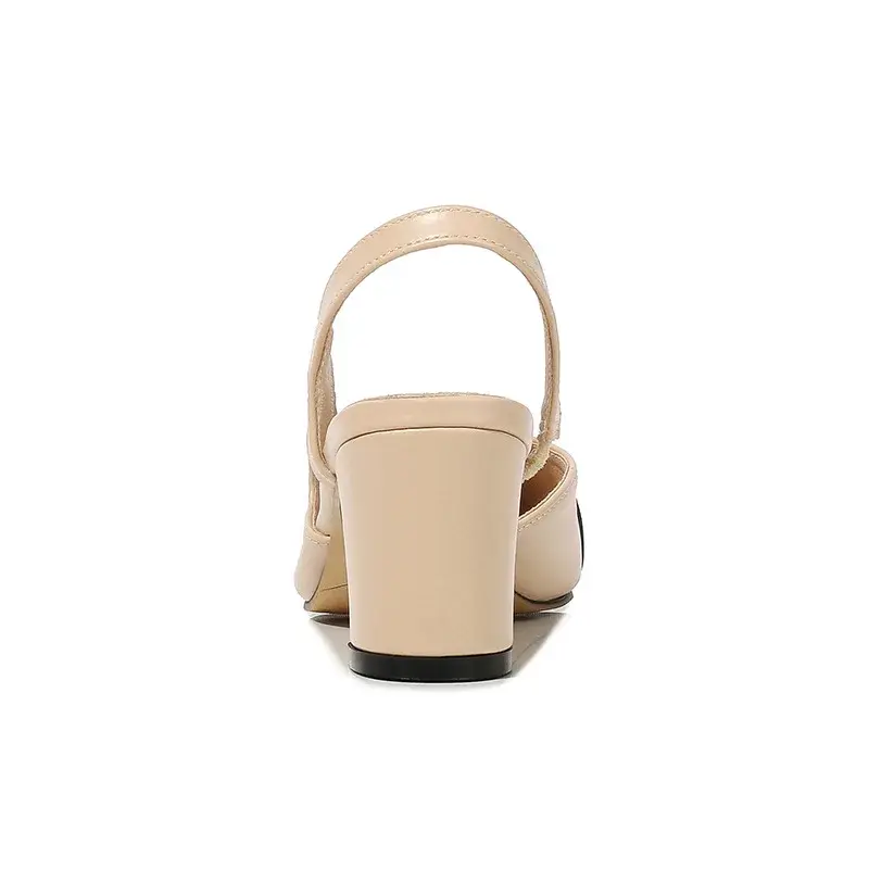 New Pointed Toe Sandals Fashion Low Square Heels Flat Shoes Korean Color Matching Party Ladies Shoes Chaussure Femme 2024