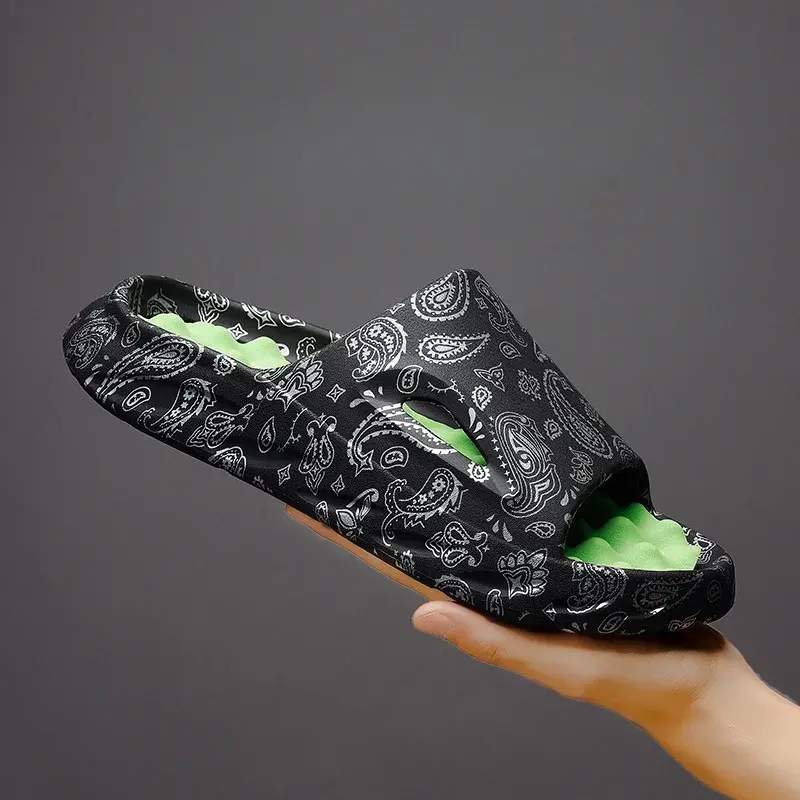 Men Flip-flops Summer Shoes Printing Sandals Trend Anti Slip Summer Sneaker Slippers Fashion Man Massage Slippers Beach Sandals