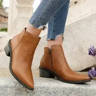 New Retro Women Boots Genuine Leather Ankle Modern Pointed Toe Leather Shoes Western Boots Chelsea Boots 2025