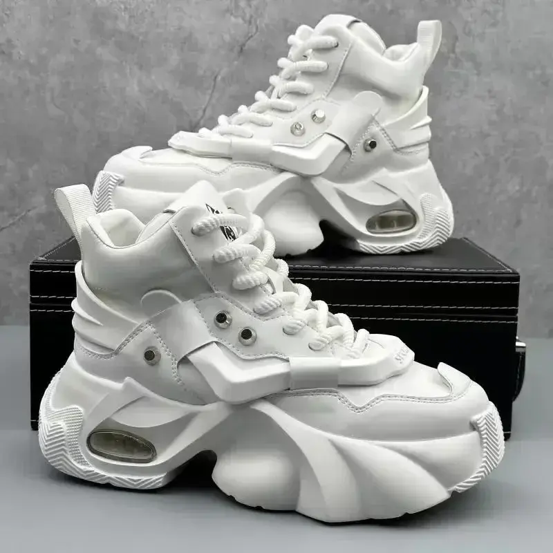 Men's Boots High Top  New Trend Wear-resistant Synthetic Leather Boots Casual Lace Up Height Increasing Fashion Boots 2025