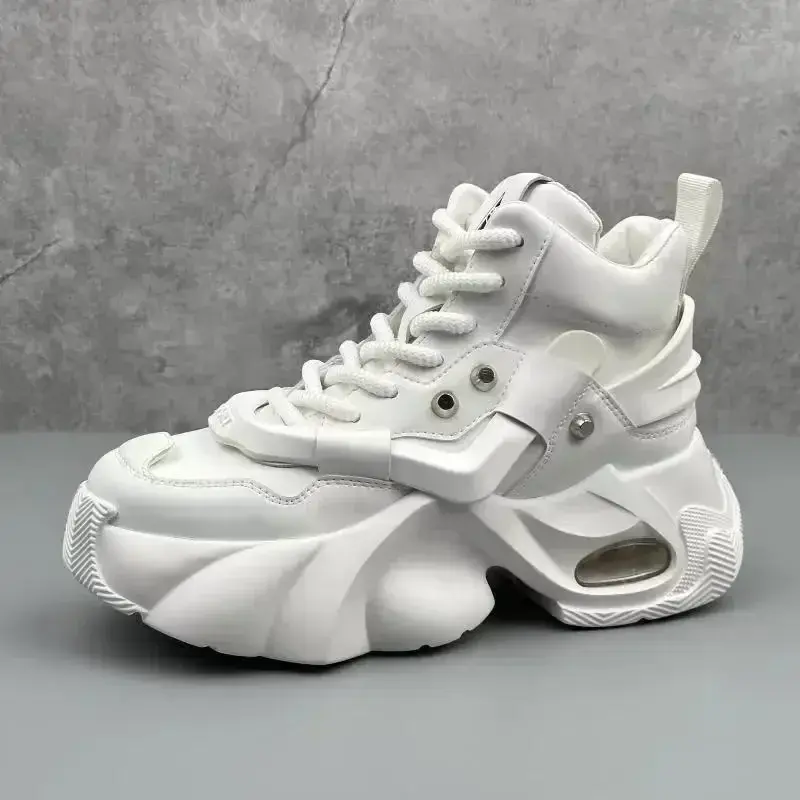Men's Boots High Top  New Trend Wear-resistant Synthetic Leather Boots Casual Lace Up Height Increasing Fashion Boots 2025