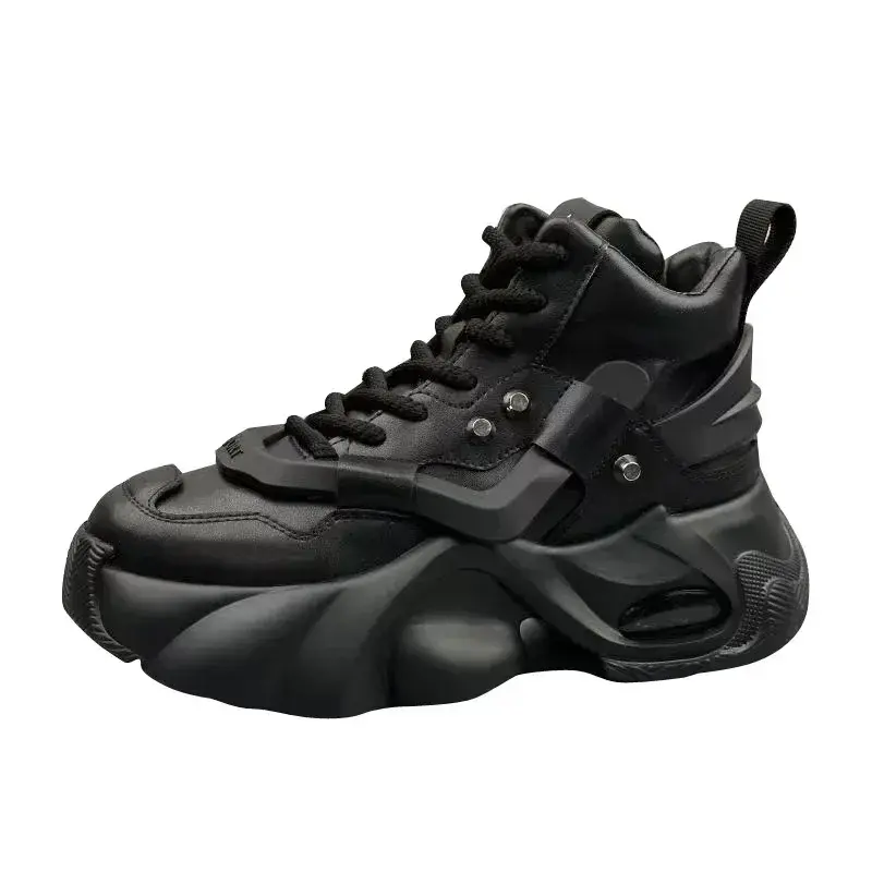 Men's Boots High Top  New Trend Wear-resistant Synthetic Leather Boots Casual Lace Up Height Increasing Fashion Boots 2025