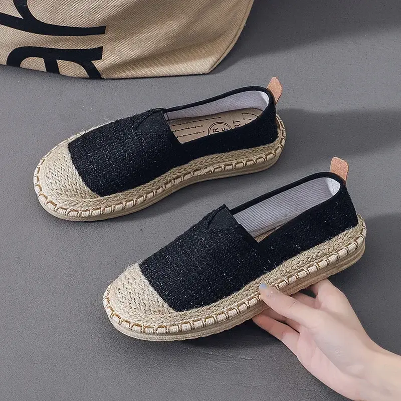 Summer New Women's Shoes Fashion Woven Breathable Lightweight Comfortable Canvas Shoes for Women Zapatos De Mujer