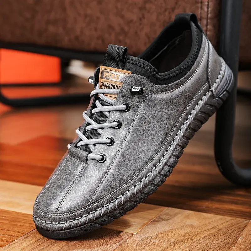 Shoes for Men Leather Casual Handmade Shoes Outdoor Hiking Sneakers Men Breathable Lace Up Sport Mens Shoes Zapatos De Hombre