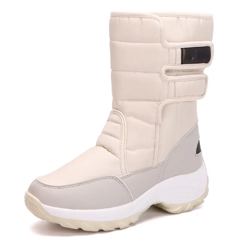 Women's Snow Boots Flat Mid-tube Waterproof Zippered Cotton Shoes Cross-border 2024