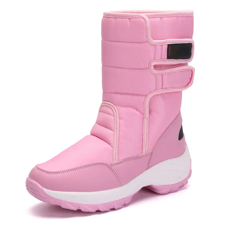 Women's Snow Boots Flat Mid-tube Waterproof Zippered Cotton Shoes Cross-border 2024
