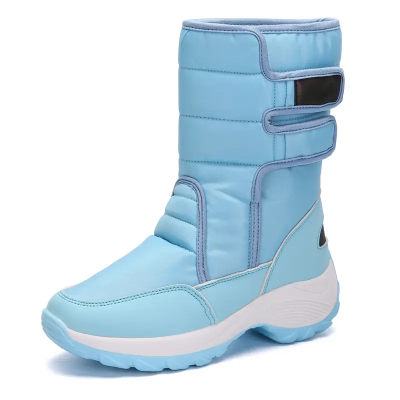 Women's Snow Boots Flat Mid-tube Waterproof Zippered Cotton Shoes Cross-border 2024