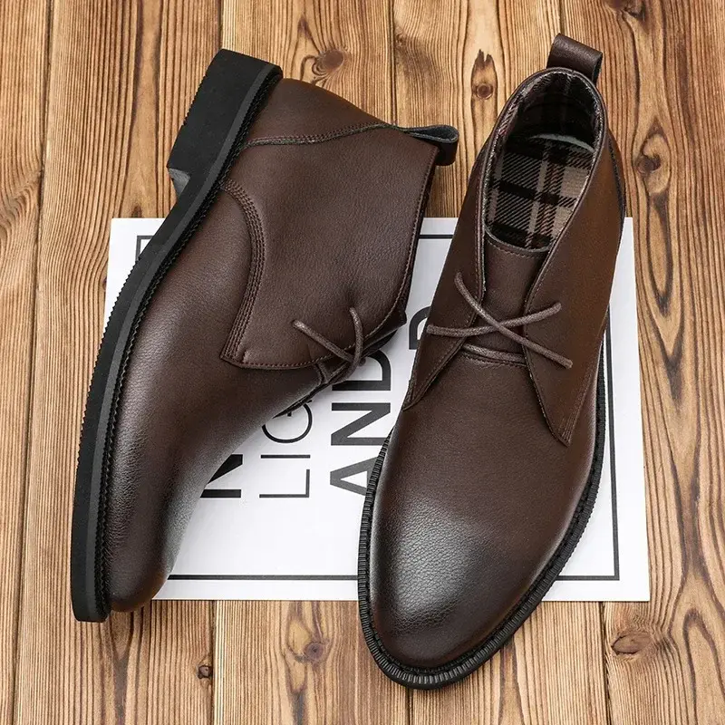 Mens Casual Business Office Formal Dress Chelsea Boots Shoes Genuine Leather Boot Black Ankle Botas Hombre Chaussure 2024