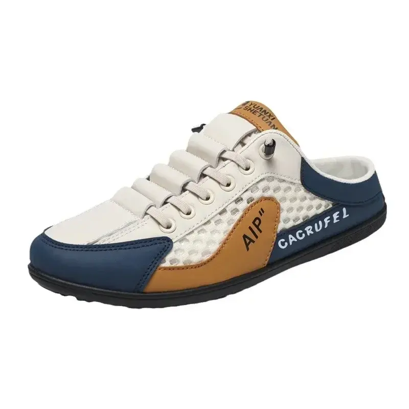 Men's Shoes New Half Slippers Non-slip Fashion Casual Lightweight Male Mesh Breathable Shoes Trend Outdoor Walking Shoes
