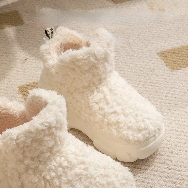 Version Plush Cotton Shoes Women Winter New Simple Fashionable Plush Warm Fashionable Snow Boots Thick Soled Casual Shoes2024
