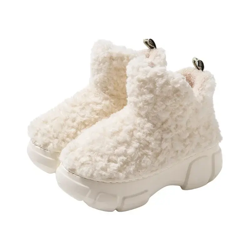 Version Plush Cotton Shoes Women Winter New Simple Fashionable Plush Warm Fashionable Snow Boots Thick Soled Casual Shoes2024