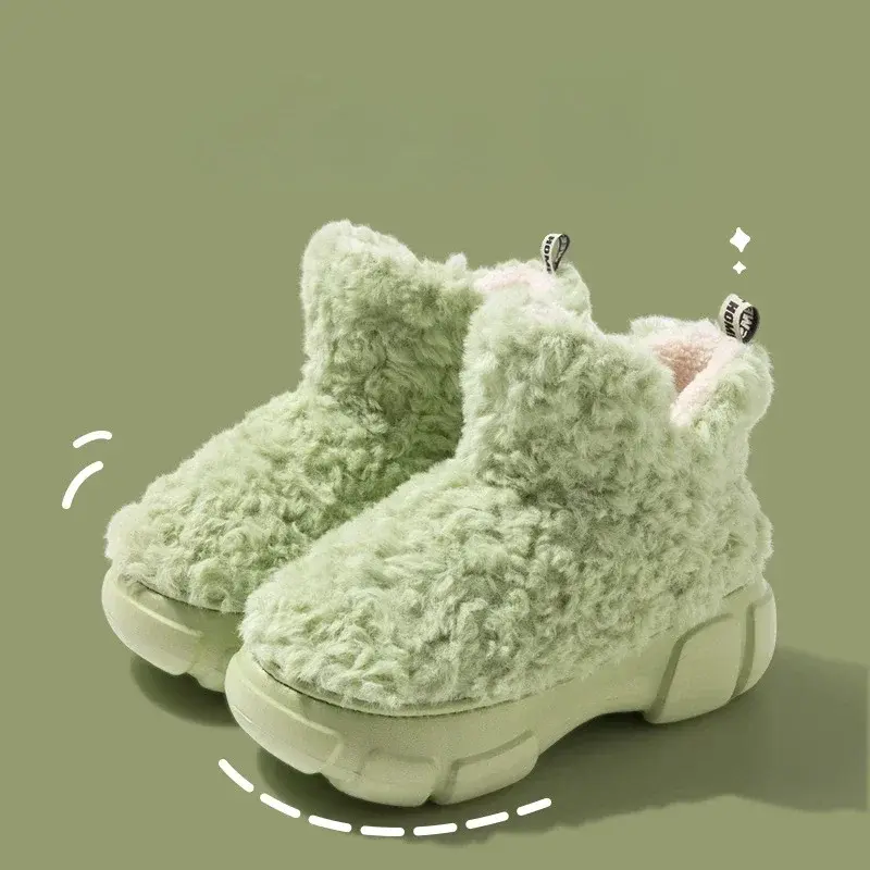 Version Plush Cotton Shoes Women Winter New Simple Fashionable Plush Warm Fashionable Snow Boots Thick Soled Casual Shoes2024