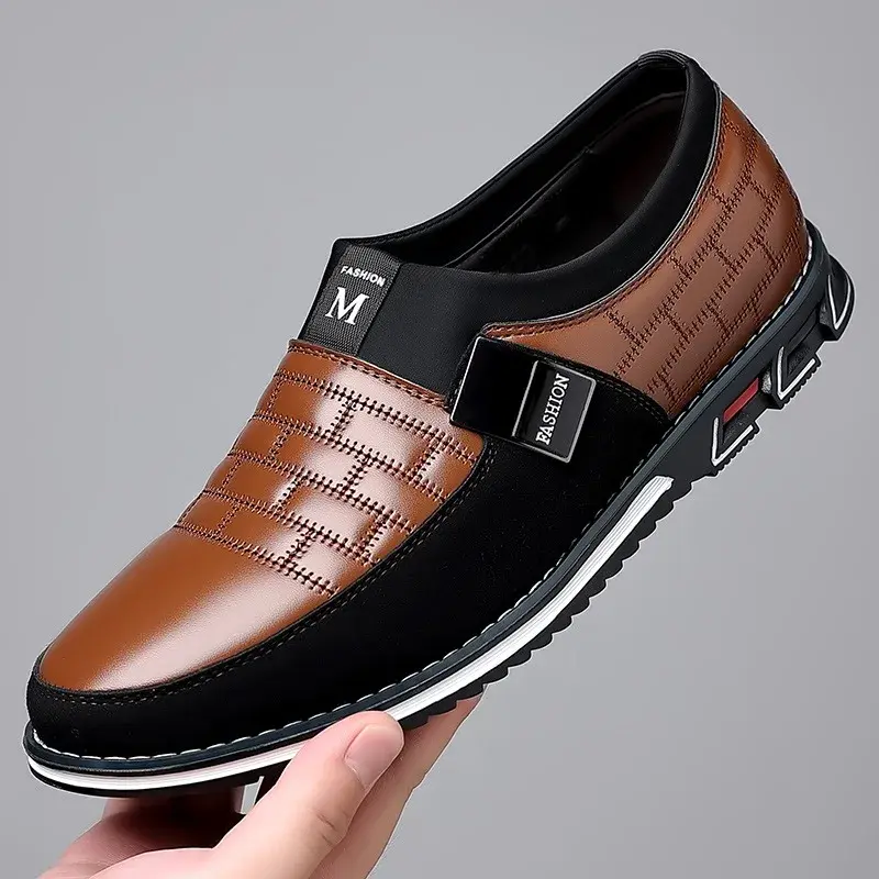 Men's Casual Faux Leather Loafer Shoes, Formal Dress Slip On Shoes For Business Office, Spring And Autumn