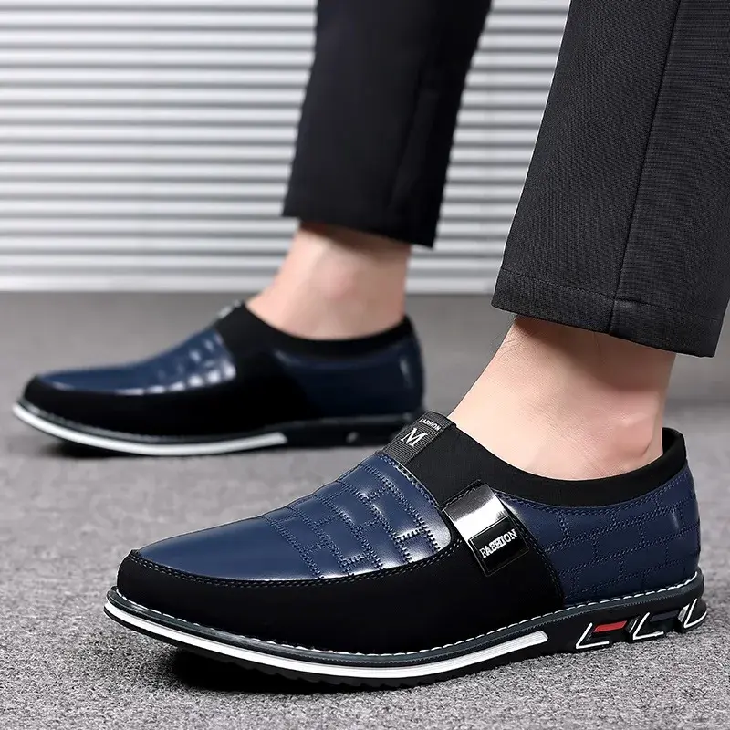 Men's Casual Faux Leather Loafer Shoes, Formal Dress Slip On Shoes For Business Office, Spring And Autumn