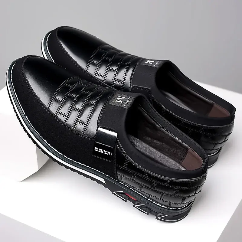 Men's Casual Faux Leather Loafer Shoes, Formal Dress Slip On Shoes For Business Office, Spring And Autumn