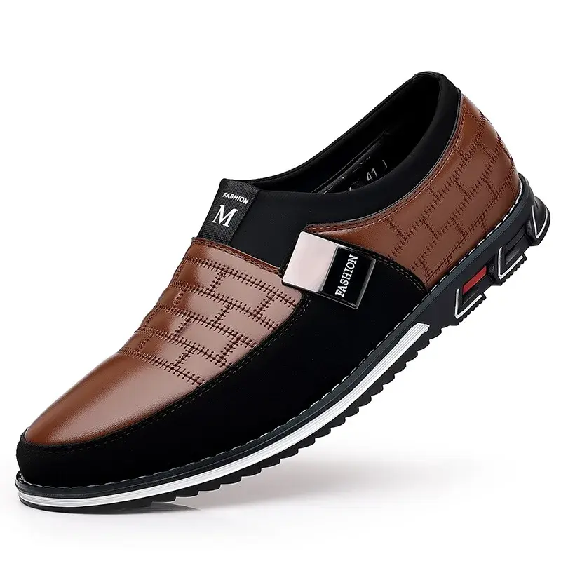 Men's Casual Faux Leather Loafer Shoes, Formal Dress Slip On Shoes For Business Office, Spring And Autumn