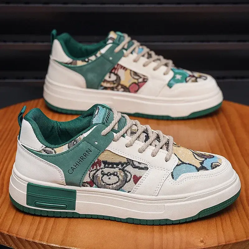 Men's Canvas Shoes New Platform Sneakers Trendy Lace-up Bear Skate Shoes  Men Street Versatile Casual Shoes Tenis Masculino