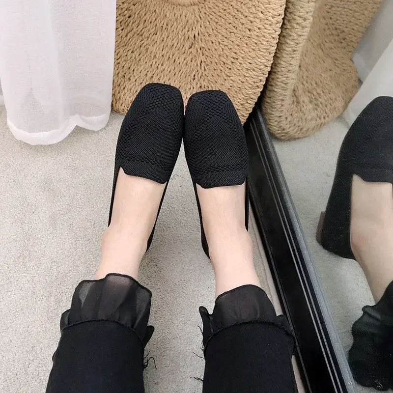 Women Ballet Flats Shoes Casual Square Toe Loafers Female Comfort Sole Soft Breathable Lazy Shoes Zapatillas 2024