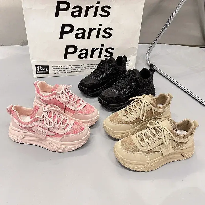 Women Casual Canvas Sneakers Designer Platform Running Sneakers Lace-Up Tennis Shoes Women Lightweight Walking Vulcanized
