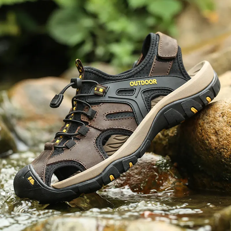 Summer Men's Sandals Outdoor Non-slip Men's Beach Sandals Handmade Genuine Leather Men's Shoes Fashion Men Sneakers