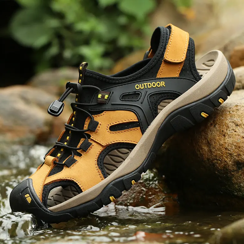 Summer Men's Sandals Outdoor Non-slip Men's Beach Sandals Handmade Genuine Leather Men's Shoes Fashion Men Sneakers