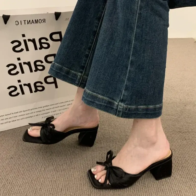 Women Lightweight High Heels Flip Flops Women  Summmer Clip Tie Platform Bow Slippers Woman Peep Toe Beach Sandals 2025