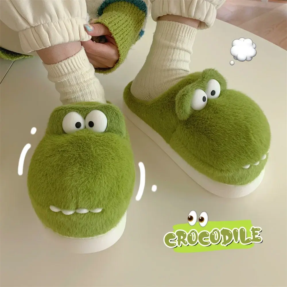 Women Winter Home Fur Slippers New Cartoon Cute  Non-Slip Soft Slides House Indoor Bedroom Plush Warm Cotton Slippers2025