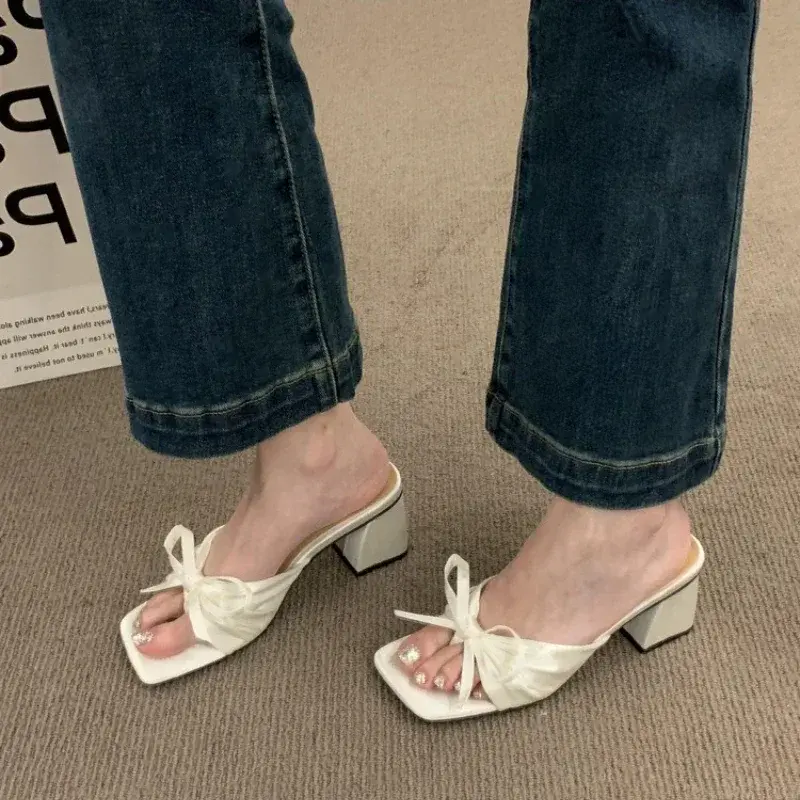 Women Lightweight High Heels Flip Flops Women  Summmer Clip Tie Platform Bow Slippers Woman Peep Toe Beach Sandals 2025