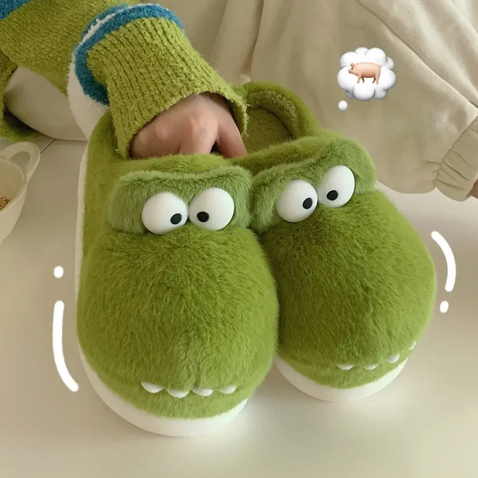 Women Winter Home Fur Slippers New Cartoon Cute  Non-Slip Soft Slides House Indoor Bedroom Plush Warm Cotton Slippers2025