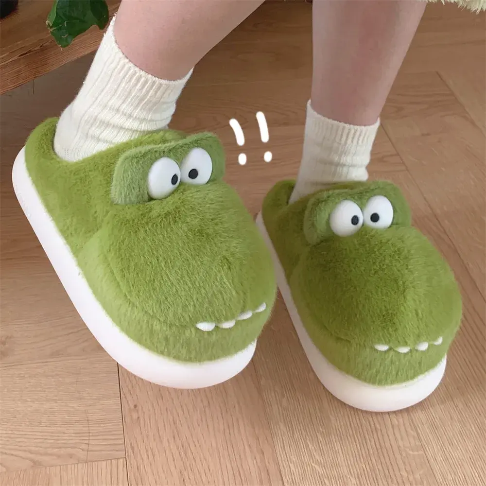 Women Winter Home Fur Slippers New Cartoon Cute  Non-Slip Soft Slides House Indoor Bedroom Plush Warm Cotton Slippers2025