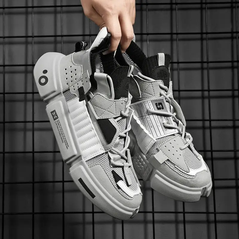 Men Shoes High Gang Couple Sneakers Flat Lace Up Korean Dad Shoes Trend Splicing Breathable Mesh Vulcanized Shoes 2023