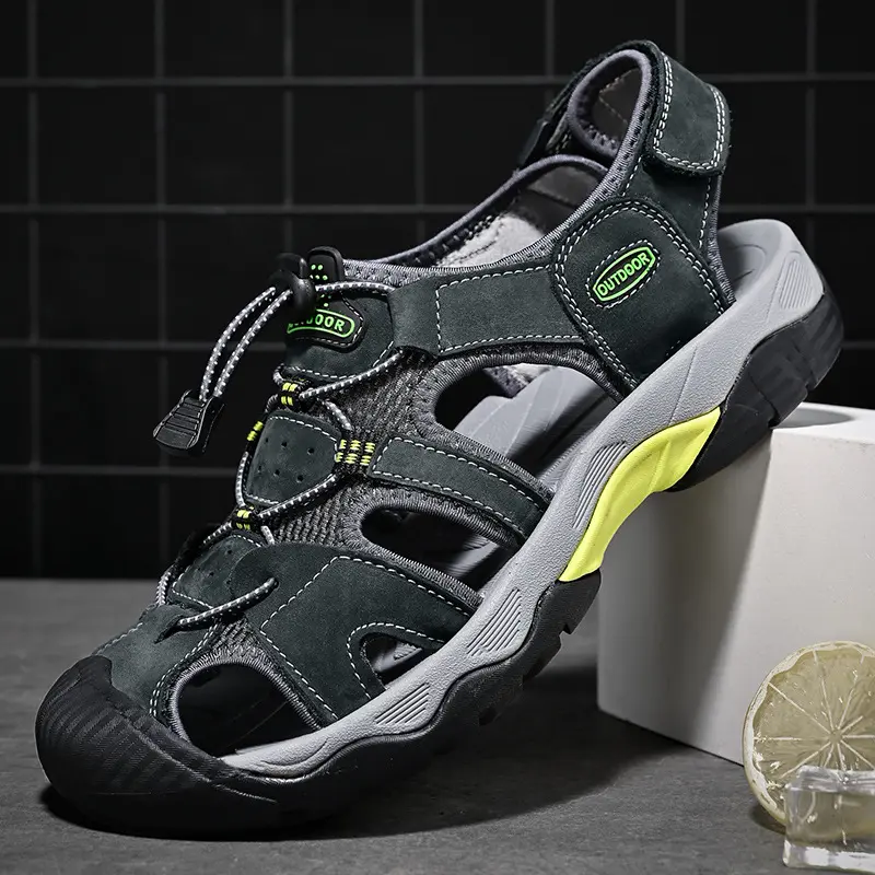 Men's Sandals Classic Genuine Leather Sandals Fashion Outdoor Hiking Shoes Light Breathable Non-slip Sneakers 38-48