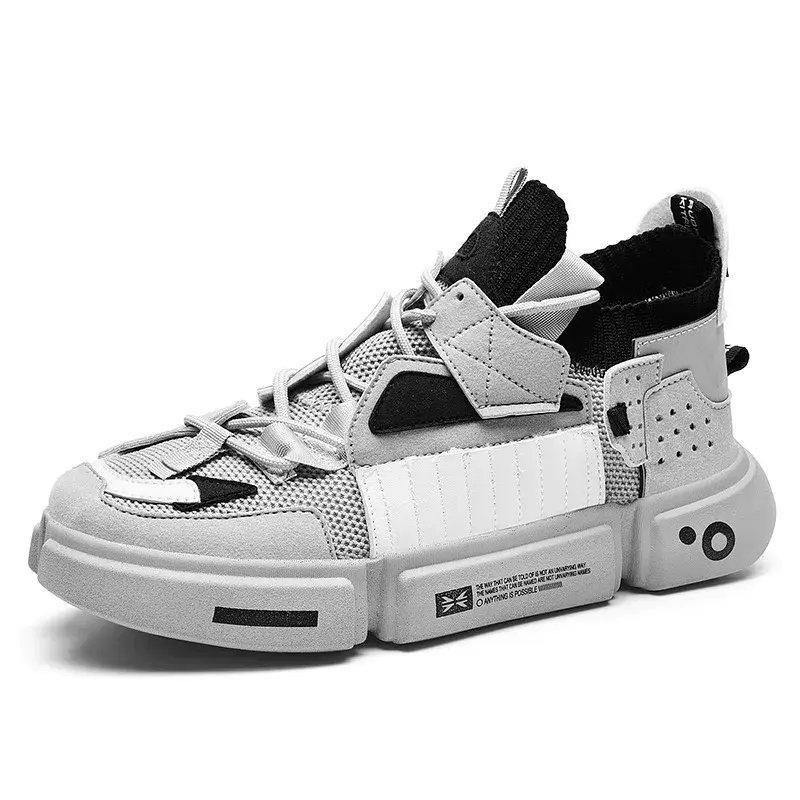 Men Shoes High Gang Couple Sneakers Flat Lace Up Korean Dad Shoes Trend Splicing Breathable Mesh Vulcanized Shoes 2023