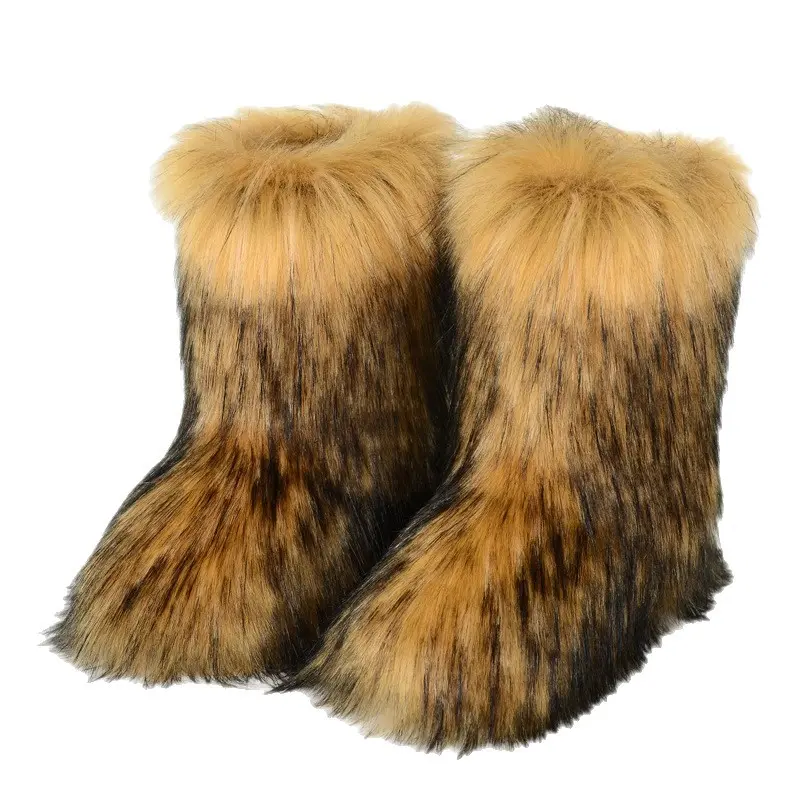 Fluffy Mid-calf Boots Winter Women Fashion Snow Boots Warm Cotton Shoes 2025 New